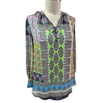 Vtg Liz Claiborne 100% Polyester Colorful  Boho Paisley Floral Border Tu... - $22.95