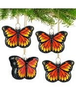 Butterfly Christmas Ornaments Tree Decoration Hanging Glass Xmas Monarch... - £23.59 GBP