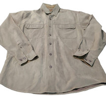 Reel Legends Mens Button Up Green Size Medium Polyester Long Sleeve Pockets - $14.25