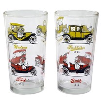 Hazel Atlas Antique Car Glasses (2) Ford Chevrolet Stutz Hudson Old Cars Vtg. 5” - £11.55 GBP