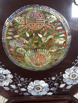 Vintage Asian Enamel Sectional 12” Box Inlaid Mother Of Pearl ‘Sweet Mea... - $94.05