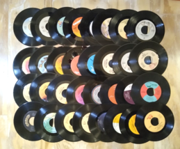 Lot of 32 records - 45&#39;s, and 7 paper sleeves! For crafts, wall decor, etc. - $11.99