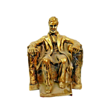 Abraham Lincoln Resin With Gold Sitting Statue - £26.89 GBP