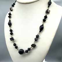 Vintage Black Gothic Beaded Necklace, Lucite Spheres and Bicone Beads with Dyed - £22.55 GBP