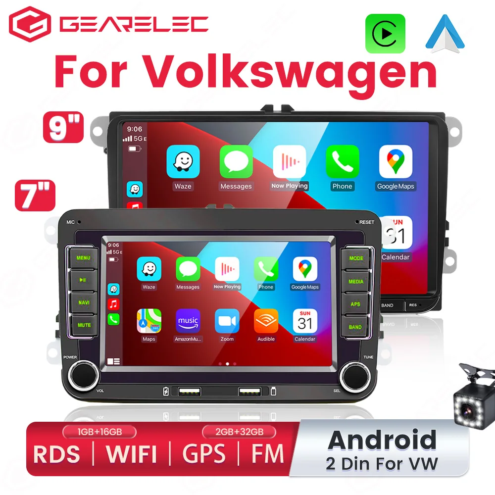 2 Din Android Car Radio GPS WiFi RDS Carplay Autoradio Multimedia Player For - £79.16 GBP+