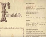 Fairchild&#39;s Restaurant Upscale Dinner Menu 1950&#39;s - $27.72