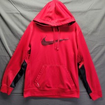 Nike Therma-Fit Striped Swoosh Red Pullover Hoodie Sz Medium - $26.02
