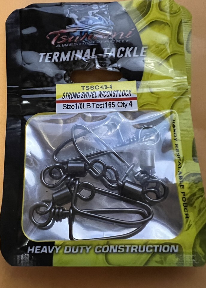 2 pack Tsunami Sz 1/0 Lb Test 165 -4 ea strong wcostal lock - $16.99