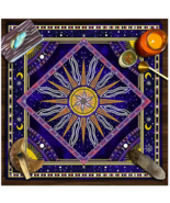 Sun &amp; Moon Blue Tarot Reading, Altar, or Rune Casting Cloth Size Approx ... - £7.85 GBP