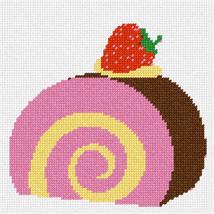 Pepita Needlepoint Canvas: Jelly Roll Cake Strawberry, 7&quot; x 7&quot; - $50.00+