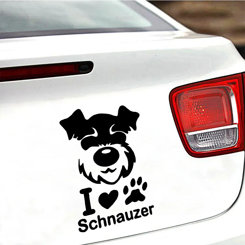 screen Shipping Dog Car Stickers Funny Wrap Vinyl I Love Schnauzer Both Body  Fi - £56.83 GBP