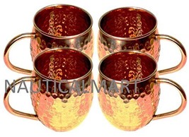 Set of-4,Pure Copper Hammered Barrel Mug / Cup For Moscow Mules Capacity-16 Oz. - £46.20 GBP