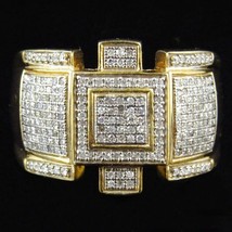 Royal Style Simulated Diamond Pinky Ring Yellow Gold Plated Silver 1.13 CT - £134.49 GBP