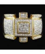 Royal Style Simulated Diamond Pinky Ring Yellow Gold Plated Silver 1.13 CT - £134.84 GBP