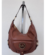 Michael Kors Fulton Large Soft Pebbled Leather Hobo Shoulder Bag Brown - $83.34 CAD