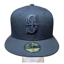 MLB Seattle Mariners New Era 59Fifty Black on Black Fitted Hat 7 Great C... - $30.38