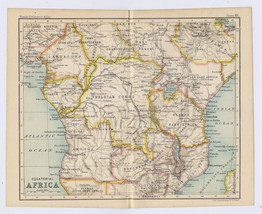 1912 Antique Map Of Central Africa Britisch German Colonies Congo Verso Rhodesia - £18.09 GBP