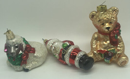 Old World Christmas OWC Holiday Glass Ornament THE GLASS TEDDY BEAR &amp; La... - £14.43 GBP