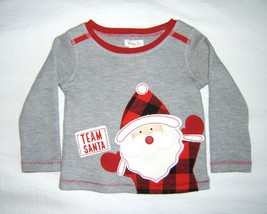 Mud Pie Baby Boy Christmas Santa Waffle Shirt Long Sleeve 9-12 Months Top Only - £6.28 GBP