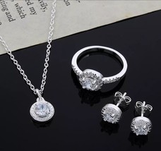 Conjunto de joyería de plata de ley 925 para mujer, collar y pendientes ... - £15.26 GBP