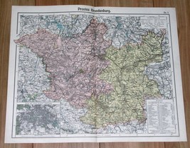 1905 Original Antique Map Of Brandenburg / Berlin Stettin Western Poland - £16.76 GBP