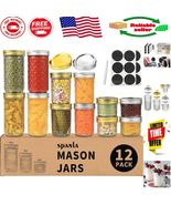 12 Pack  Glass Mason Jars – 4oz, 8oz, 12oz with Gold &amp; Silver Lids - $922.97 MXN