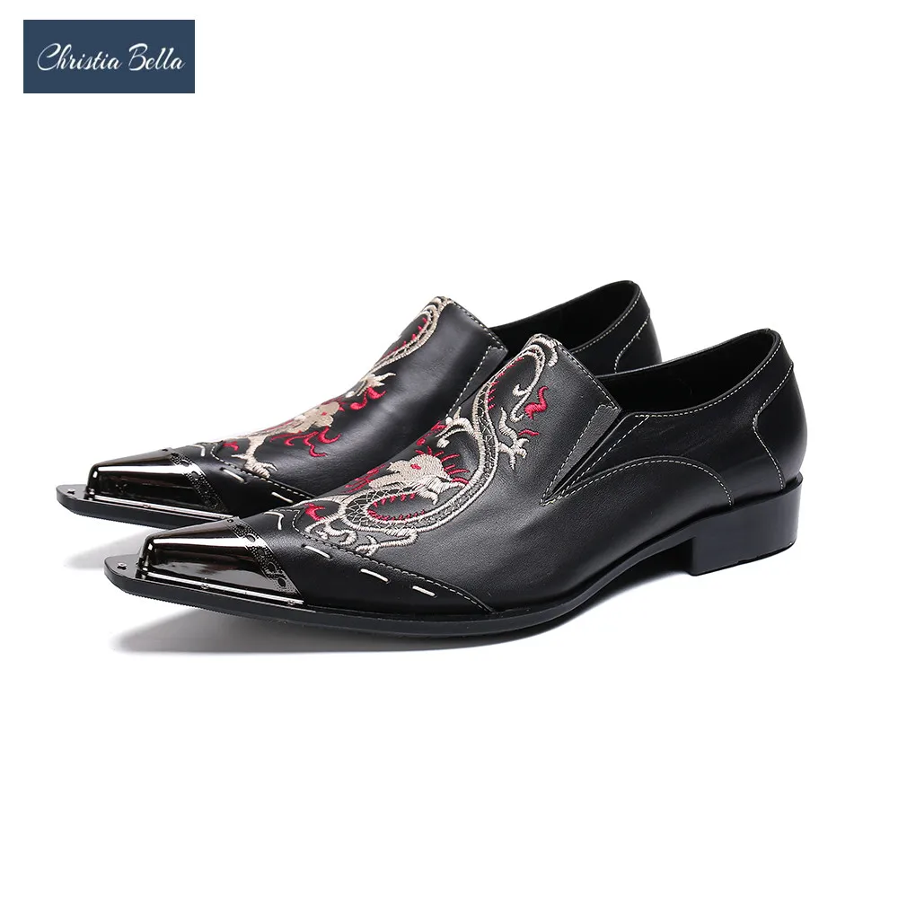 Christia Bella High Quality Leather Business Shoes for Men Pointed Toe Formal Br - $207.52