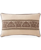 Waterford Linens Astor Boudoir Throw Pillow 20x12" Jacquard Beige Taupe Decor - $59.28