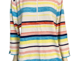 T by Talbots White, Blue, Yellow, Pink Striped 1/4 Zip Top Size 3X - $42.74
