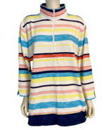 T by Talbots White, Blue, Yellow, Pink Striped 1/4 Zip Top Size 3X - $42.74