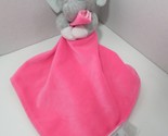 Carters Plush Gray Green elephant Rattle w/ Security Blanket pink stripe... - £4.70 GBP