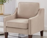 Velvet Upholstered Accent Chair, Single Seat Sofa With Wooden Legs, Mode... - $352.99