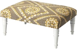 Cocktail Ottoman White Distressed Urethane Foam Mango Cotton Fabric - £394.29 GBP