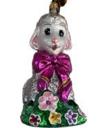 Christopher Radko “Honey Lamb” Vintage Ornament White Lamb Pink Bow Flow... - £75.06 GBP