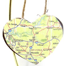 UT AZ NM Wood Heart 3&quot;  St George Phoenix Gallup Kingman Christmas Ornament  #29 - £6.96 GBP
