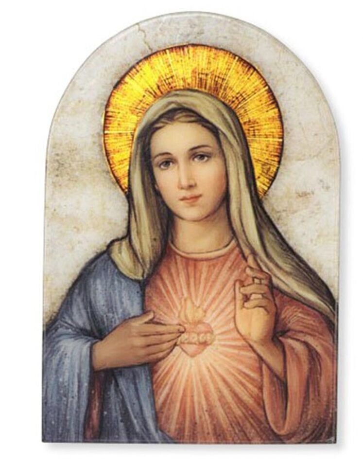 Immaculate Heart of Mary Arched 7" Plaque, New. #AB-058