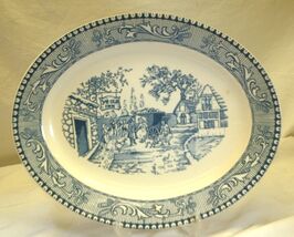 Ye Old Inn Blue Oval Platter Unknown Maker - $29.69