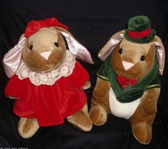 14&quot; Vintage 1985 Velveteen Toys R Us Bunny Rabbit Stuffed Animal Plush Christmas - £33.47 GBP
