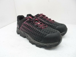 Timberland PRO Women&#39;s Powertrain Alloy-Toe Work Shoes A1RTM Black/Pink 8.5W - £45.77 GBP