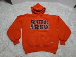 Central Michigan University Hoodie ORANGE Pocket Sweatshirt M Russell VTG USA  - £12.07 GBP