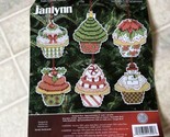 Janlynn Christmas cupcakes ornament cross stitch kit set of 6 So CUTE! - £16.05 GBP