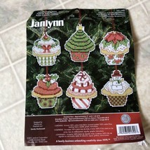 Janlynn Christmas cupcakes ornament cross stitch kit set of 6 So CUTE! - £16.00 GBP