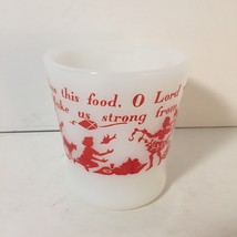 Vintage Fire King Anchor Hocking Mug Red Milk Glass Coffee Cup Bless Thi... - $15.84