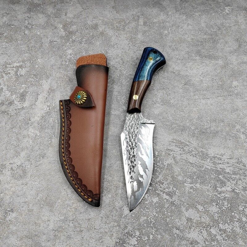 New Arrival Fixed Blade Outdoor Knife Wood Handle Full Tang with Leather... - $51.48