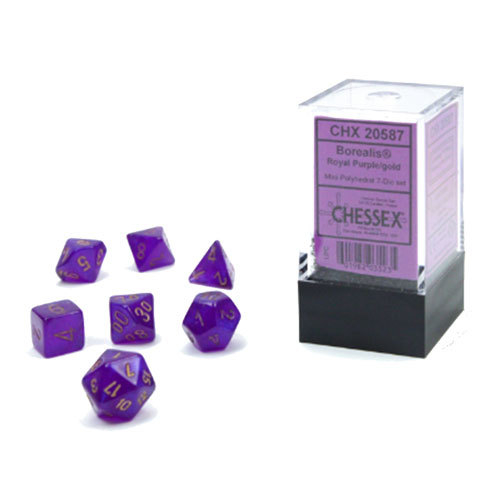 Mini Borealis Luminary Polyhedral 7-Die Set - R. Purple/Gold - $19.55