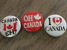 Canada Button Flag Country Canadian Day Pinback Pin Badge NEW Badges Pins Lot - £3.69 GBP