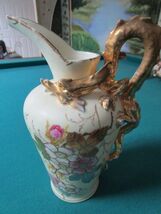 1880s Victoria Schmidt &amp; Co Austria Ewer Golden Dragon Handle Pitcher 10&quot; - €144,24 EUR