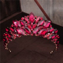  Princess Headdress Bride Tiara Crown Red Crystal Headbands Prom Party Wedding A - £30.43 GBP