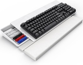 Acrylic Computer Keyboard Stand with Wrist Rest &amp; Storage Tray - 3-Level (White) - £11.56 GBP