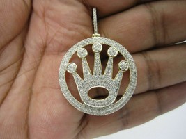 2Ct Rond Imitation Diamant Breloque Couronne Pendentif 14K or Jaune Plaqué - $89.99